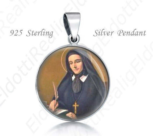 St Mary Di Rosa Religious Christian 925 Sterling Silver Medal Round Pendant 20mm Jewelry for Necklace