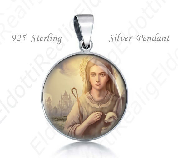 St Regina Religious Christian 925 Sterling Silver Medal Round Pendant 20mm Jewelry for Necklace