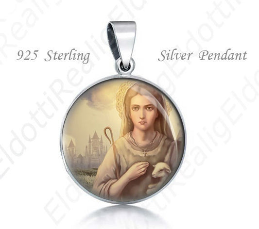 St Regina Religious Christian 925 Sterling Silver Medal Round Pendant 20mm Jewelry for Necklace