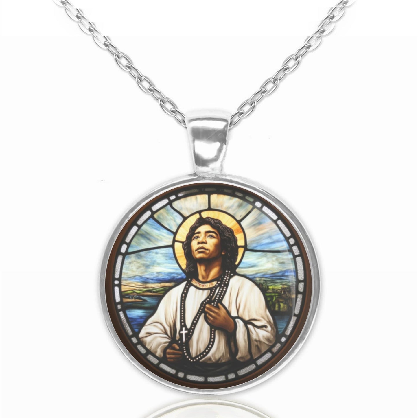Saint Lorenzo Ruiz Catholic Necklace Religious Jewelry Patron Saint Medal