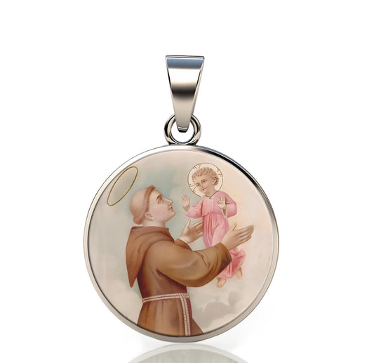 St Anthony Of Padua with Baby Jesus 925 Sterling Silver Pendant
