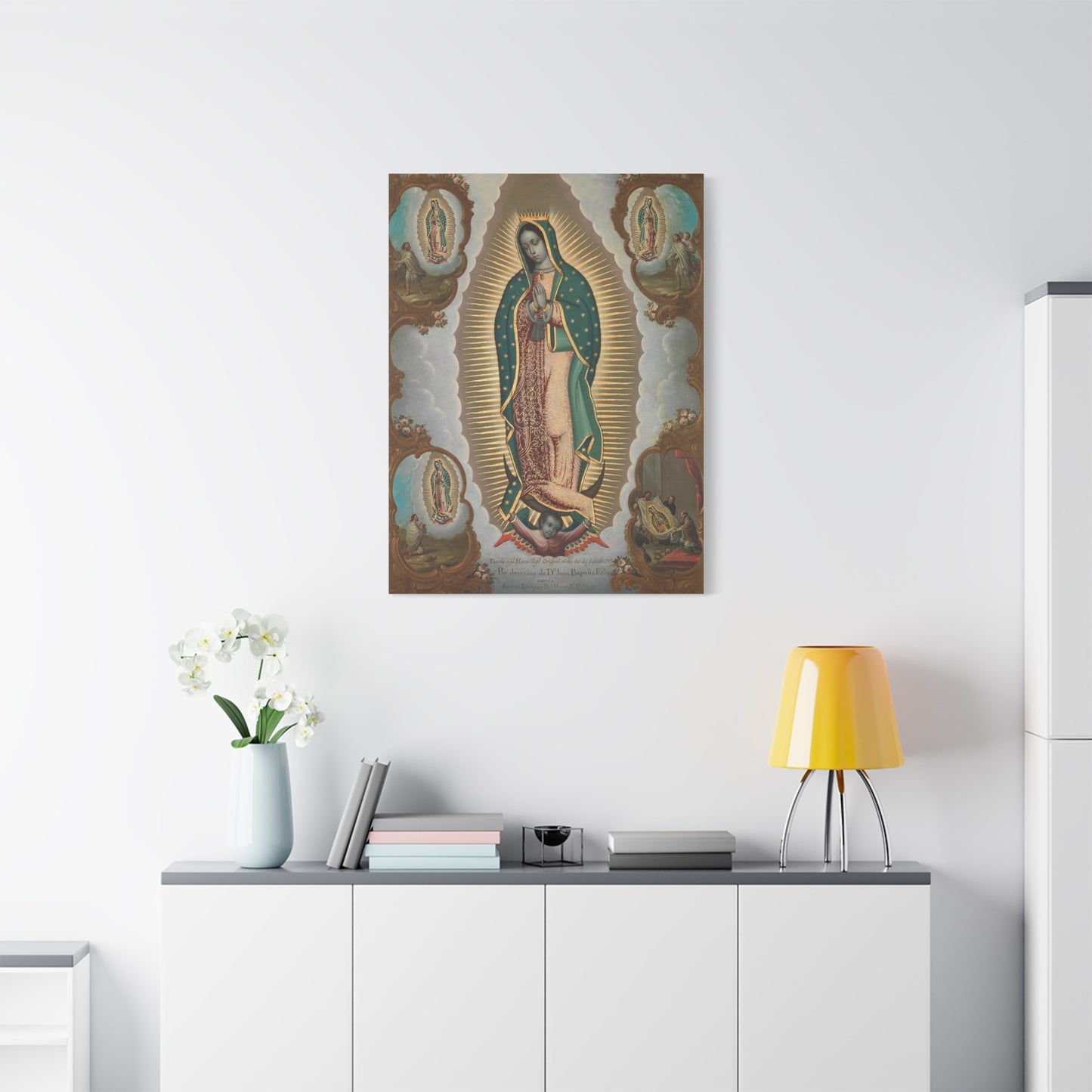 The Virgin of Guadalupe with the Four Apparitions Catholic HQ Print on Canvas Ready To Hang - Virgin Mary Canvas