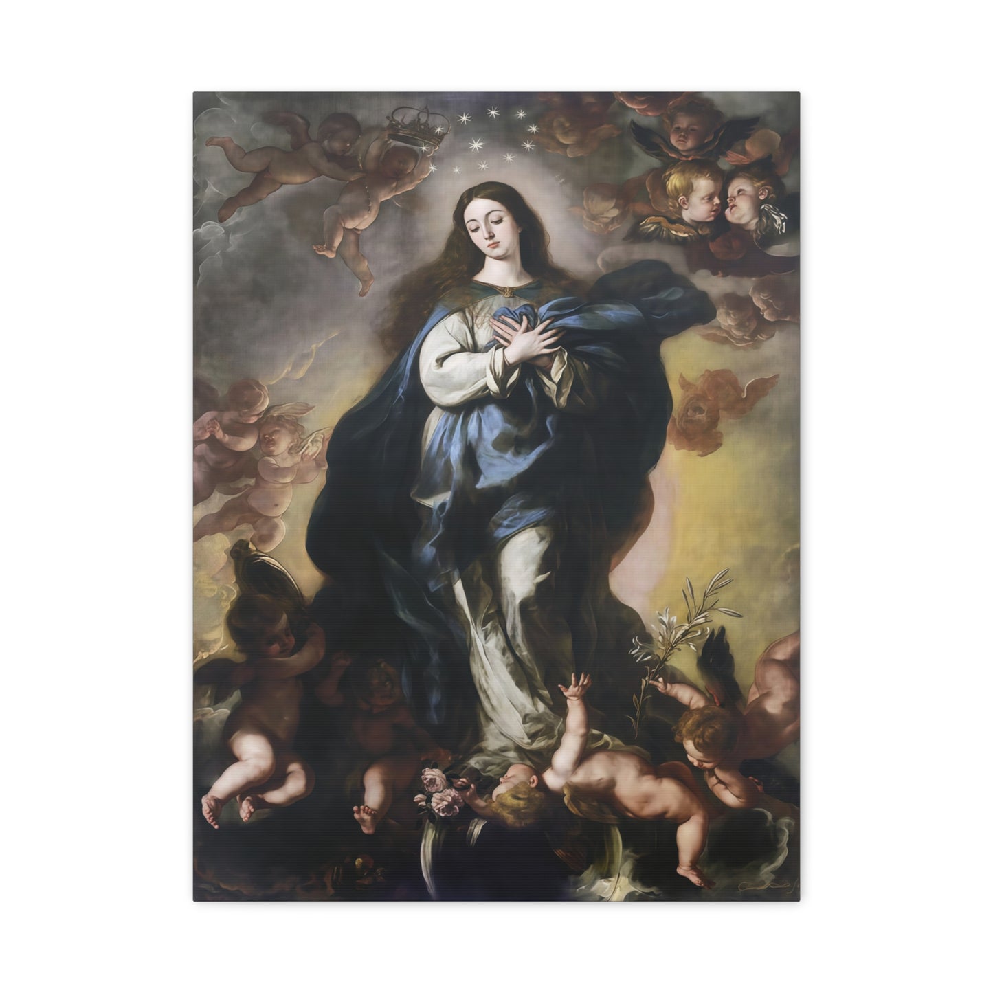 Ready To Hang - Our Lady Mother Mary Immaculate Conception Catholic Canvas Wall Art, Christian Decor