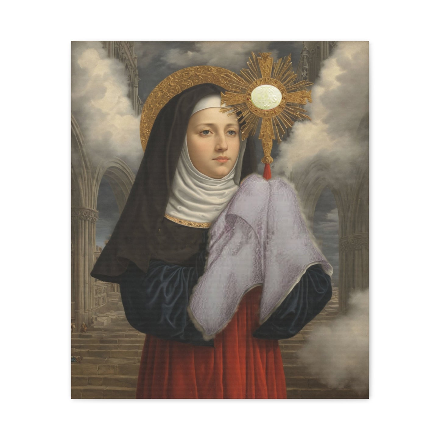 St. Juliana of Liege Catholic Canvas Wall Art, Christian Decor