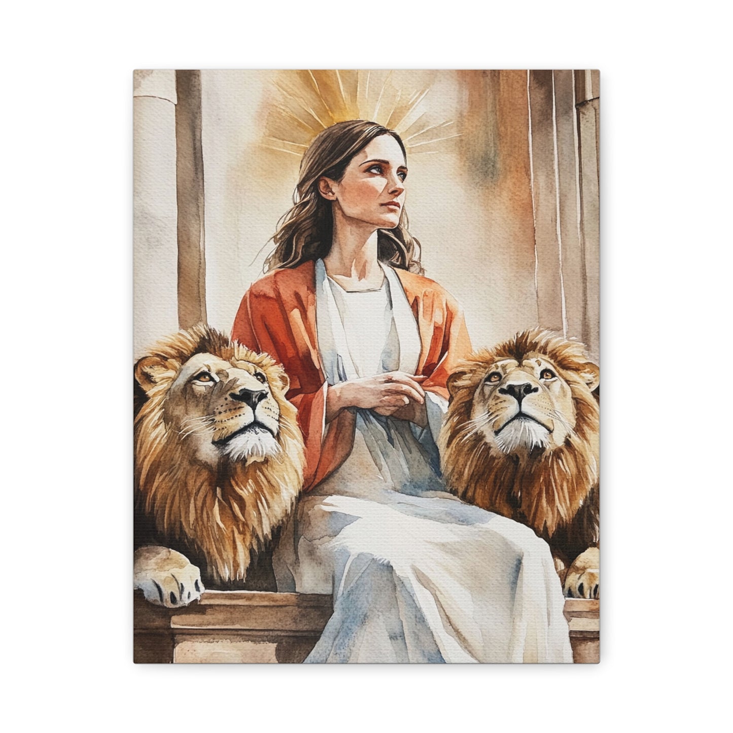 Ready To Hang - St. Prisca with Lions Catholic Canvas Wall Art, Christian Decor