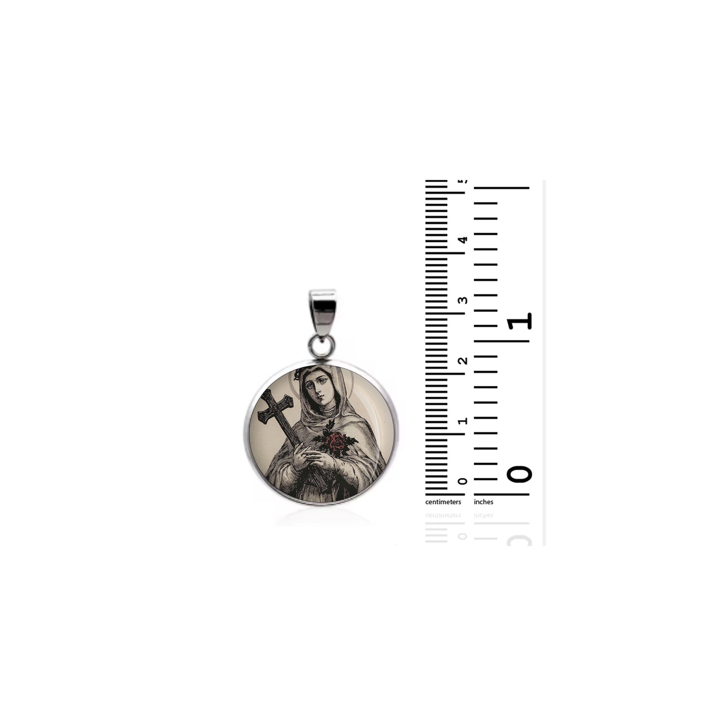 Saint Rose Lima Catholic sterling silver 925 Christian Medal Patron Pendant image 1