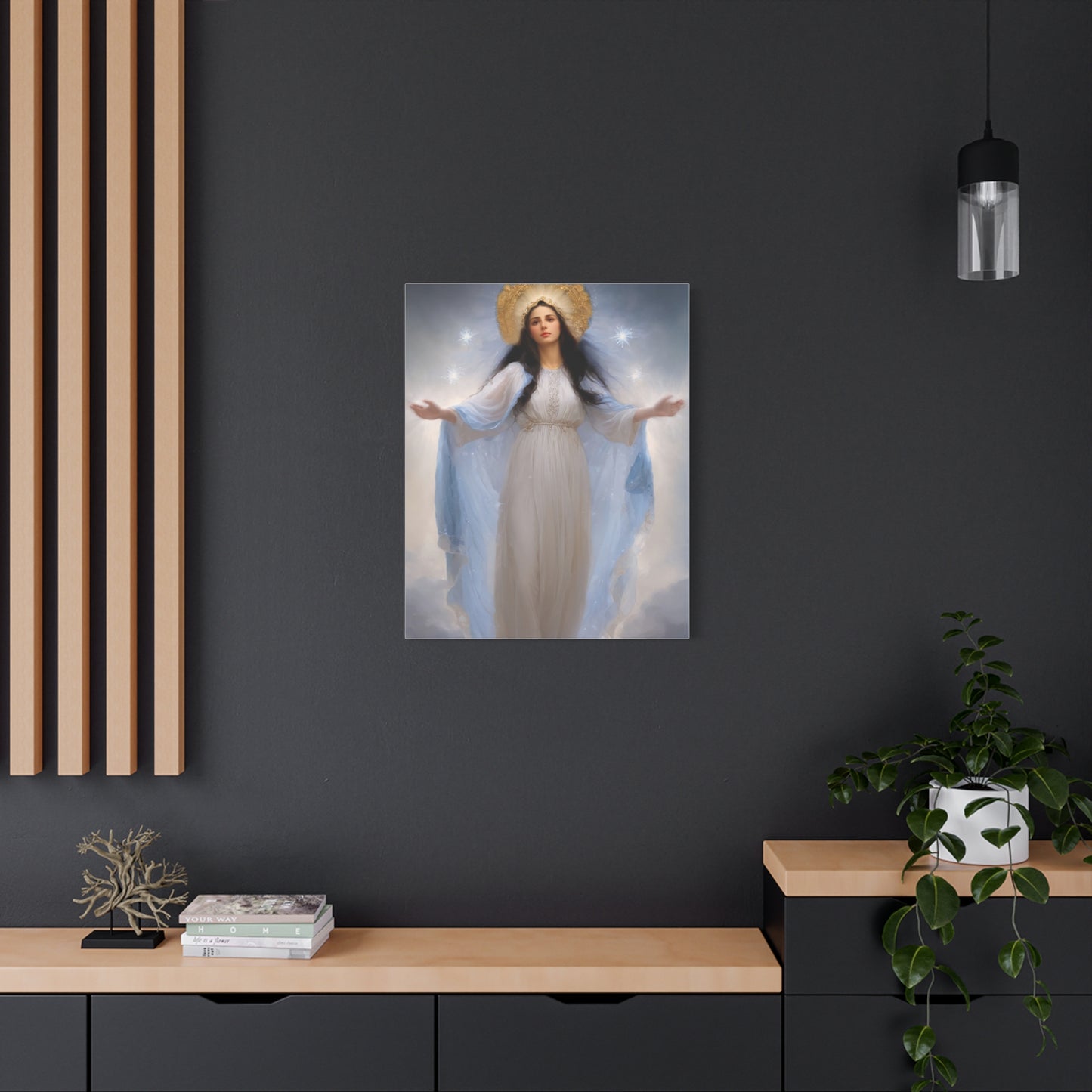 Ready to Hang - Our Lady of Stars Virgin Mary Catholic Canvas Wall Art, Christian Decor