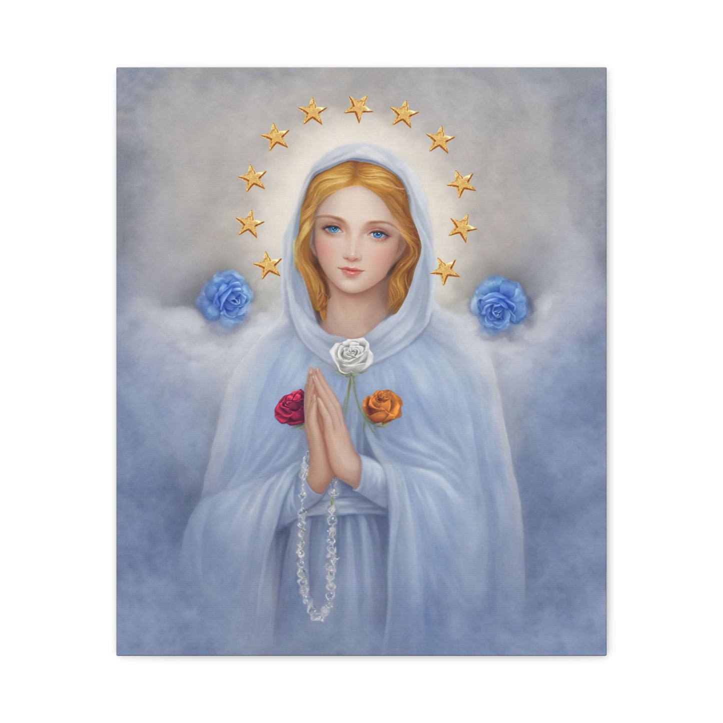 Rosa Mystica Mary Catholic Canvas Wall Art, Christian Decor
