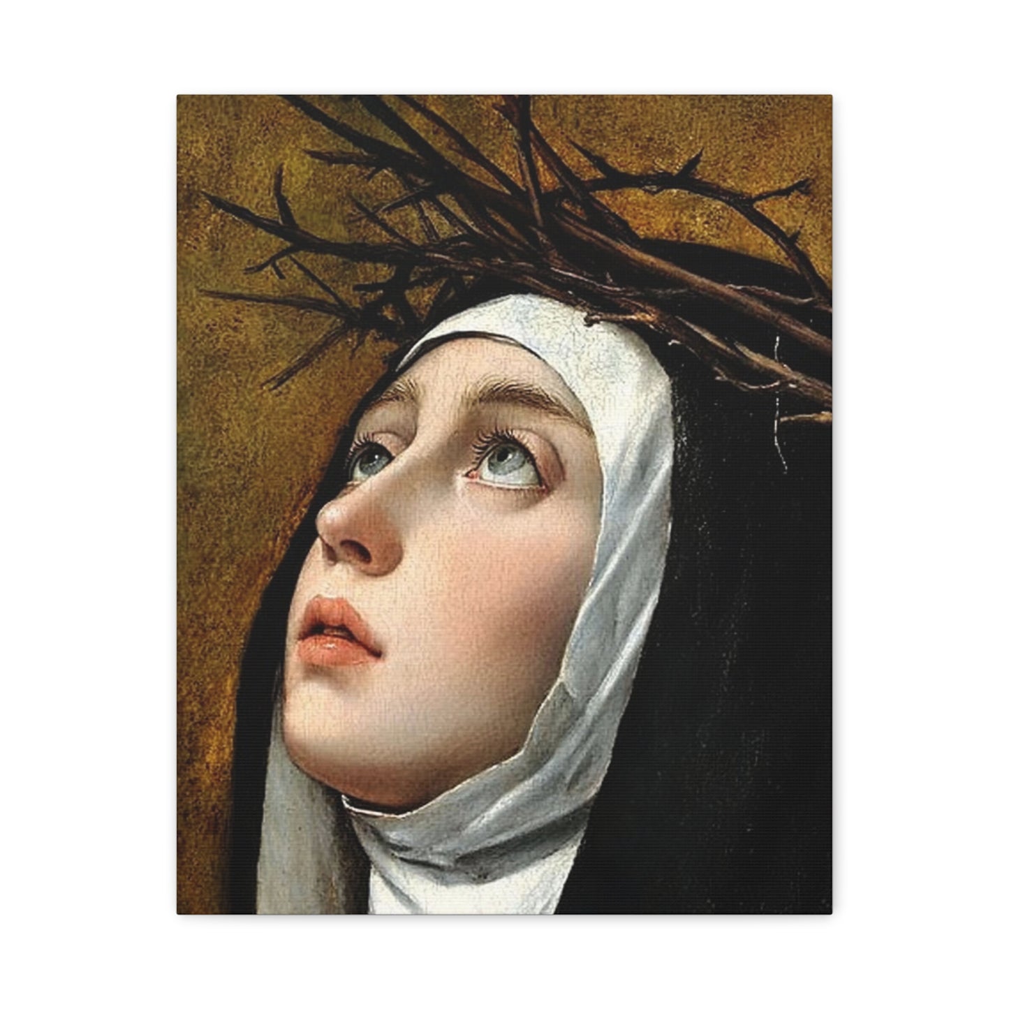 St. Catherine of Siena with Thorns Catholic Canvas Wall Art, Christian Decor