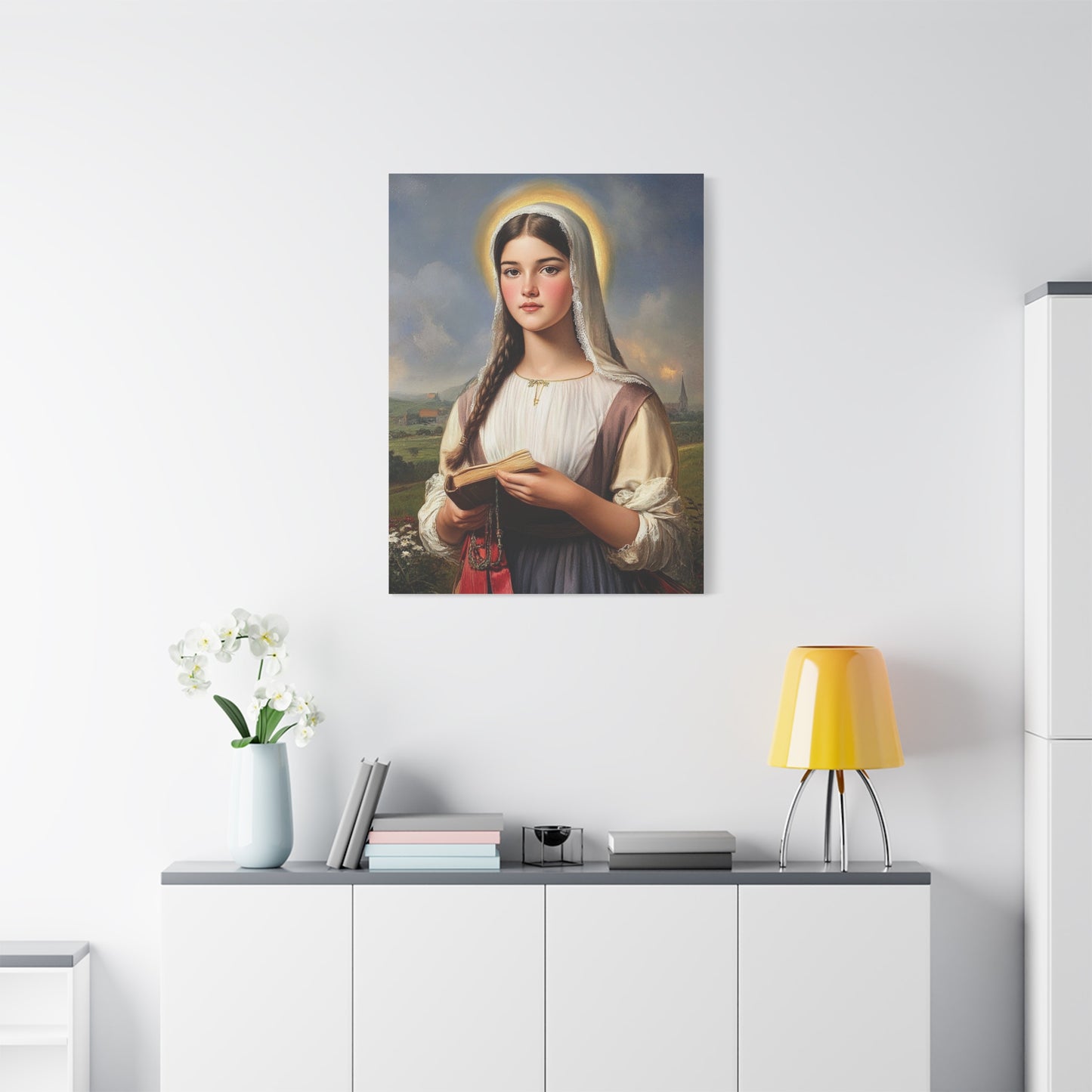 St. Genevieve Catholic Canvas Wall Art, Christian Decor
