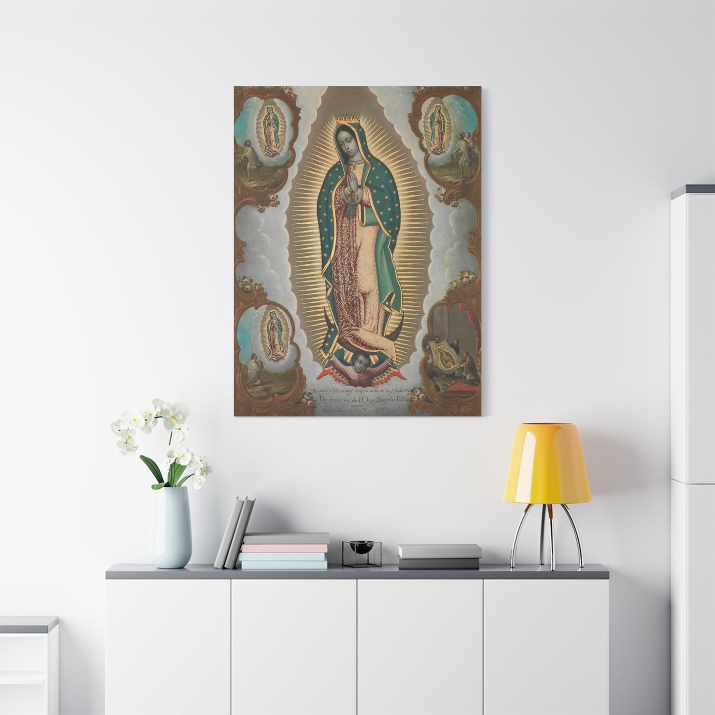 The Virgin of Guadalupe with the Four Apparitions Catholic HQ Print on Canvas Ready To Hang - Virgin Mary Canvas