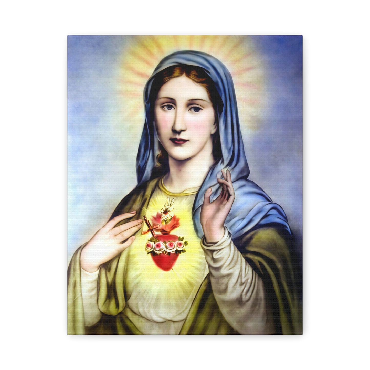 Ready to Hang - Immaculate Heart Virgin Mary Catholic Canvas Wall Art, Christian Decor