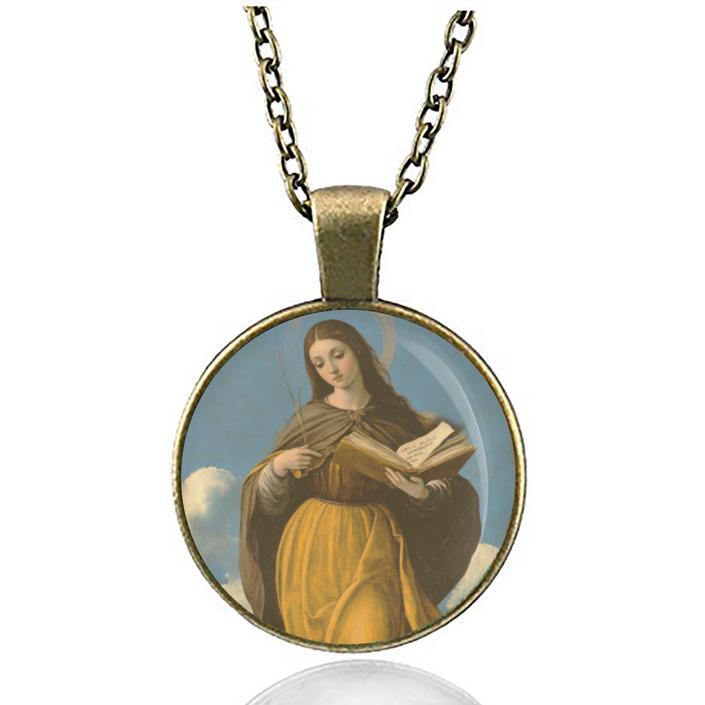 Saint Agatha Religious Pendant Necklace