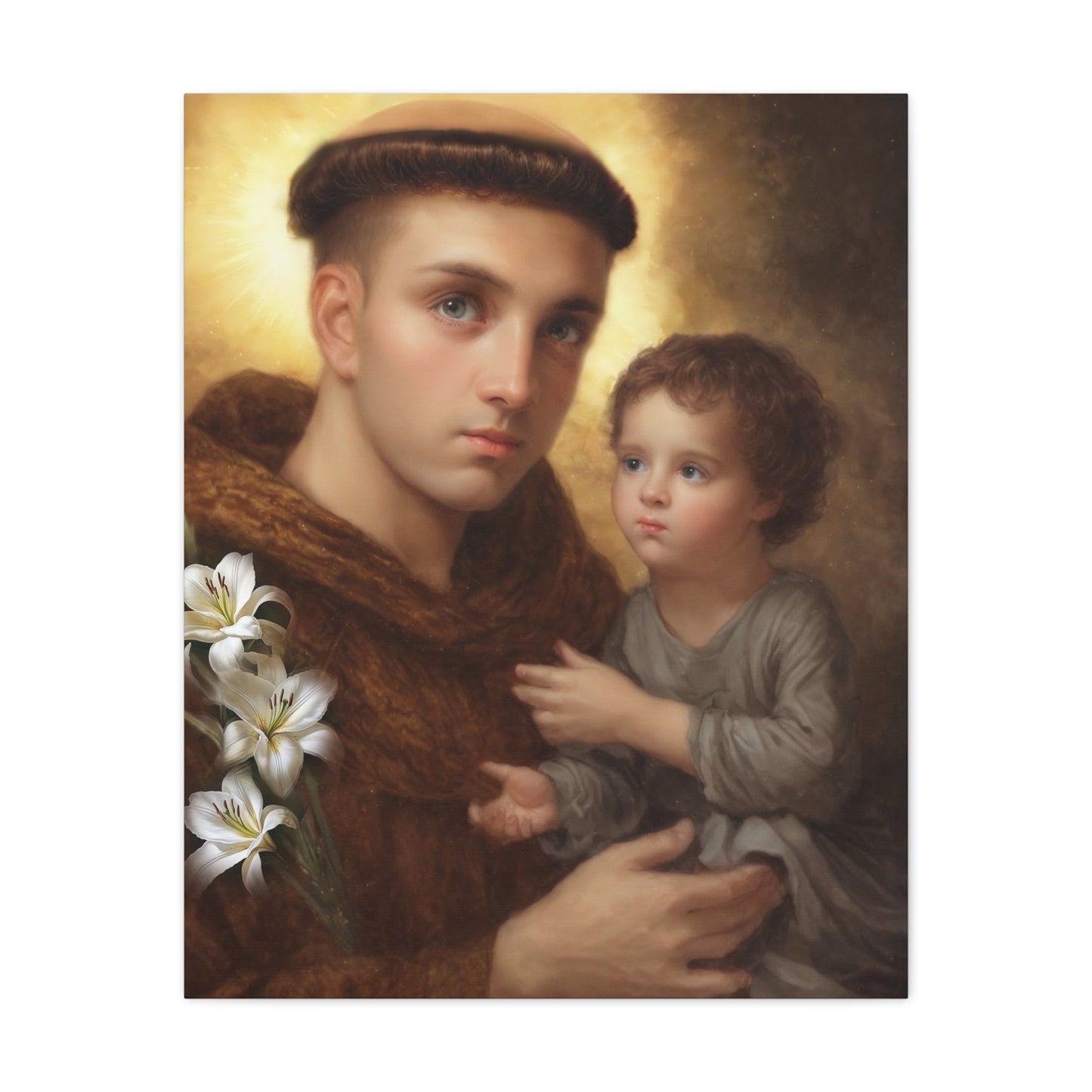 St Anthony with Jesus Canvas Print, Catholic Decor Wall, Gift Religious Christian