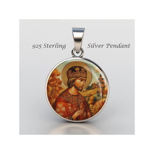 Saint Wenceslas Religious Christian sterling silver 925 Christian Medal Patron Pendant
