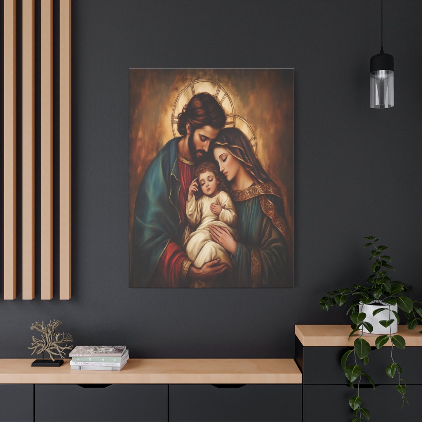 Holy Family Catholic Canvas Wall Art, Christian Decor