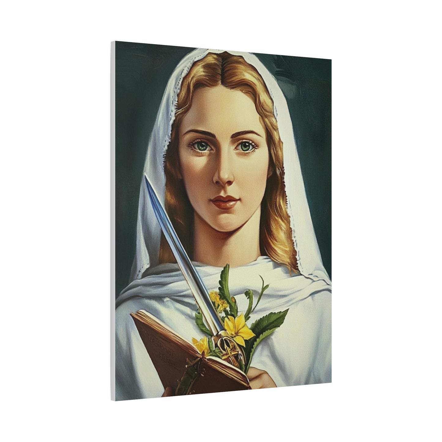 St. Dymphna Catholic Canvas Wall Art, Christian Decor