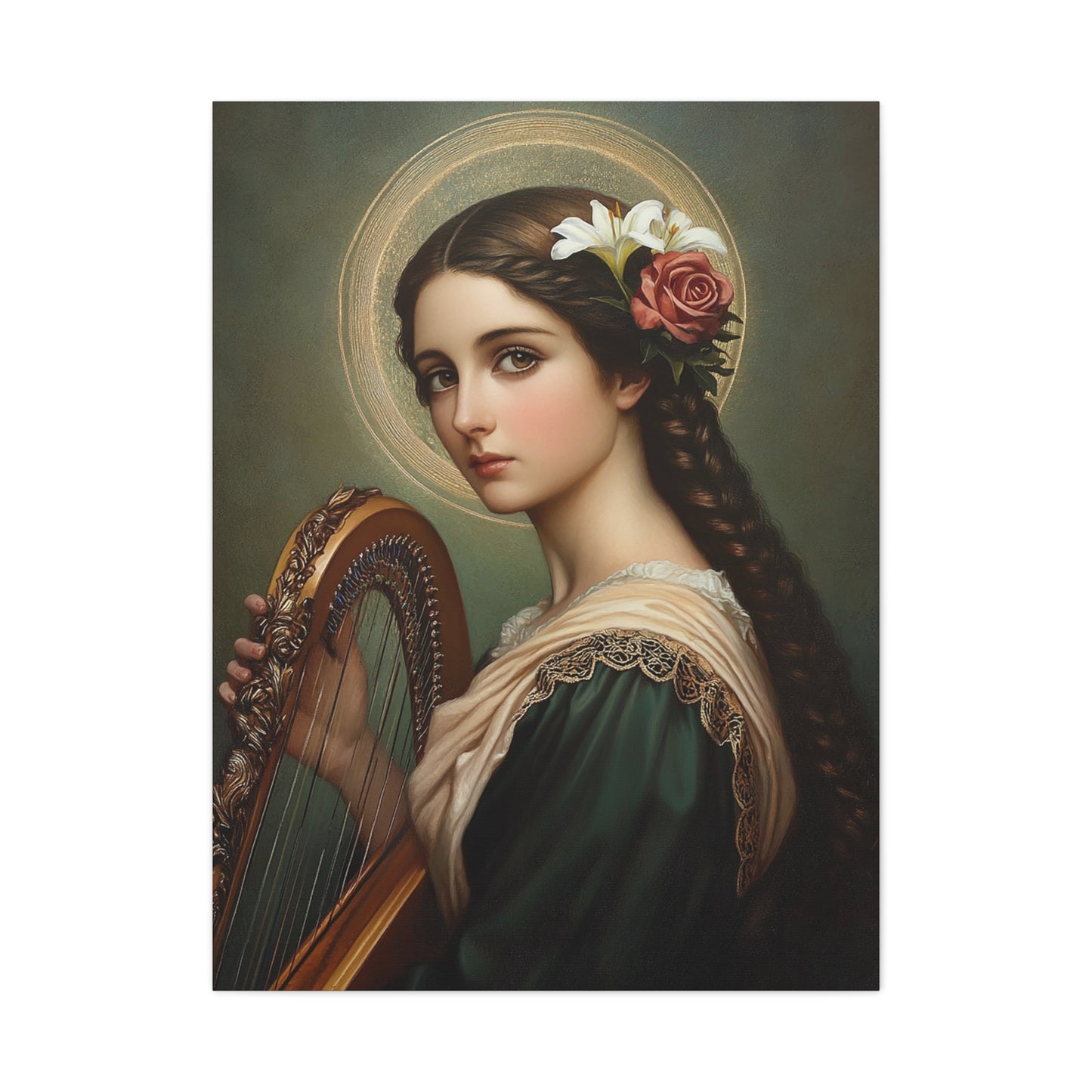 St. Cecilia Catholic Canvas Wall Art, Christian Decor