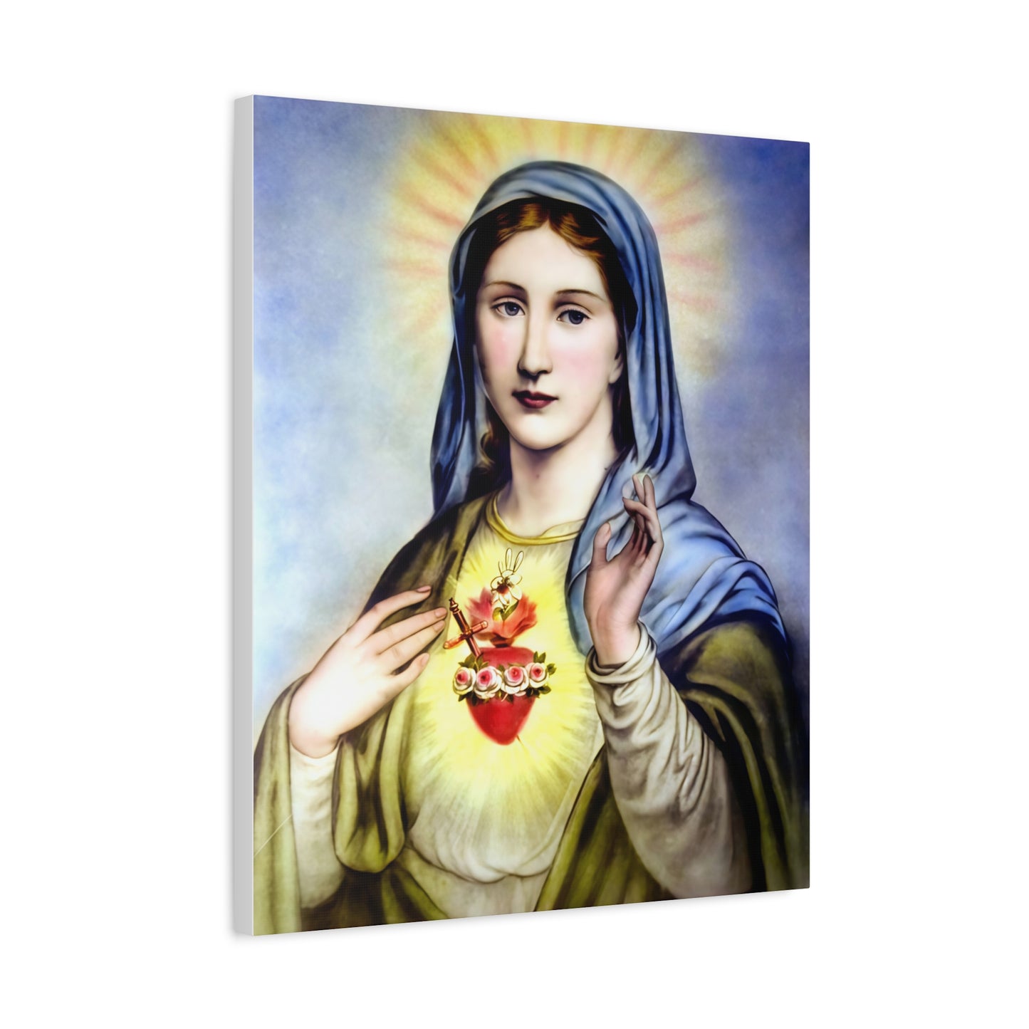 Ready to Hang - Immaculate Heart Virgin Mary Catholic Canvas Wall Art, Christian Decor