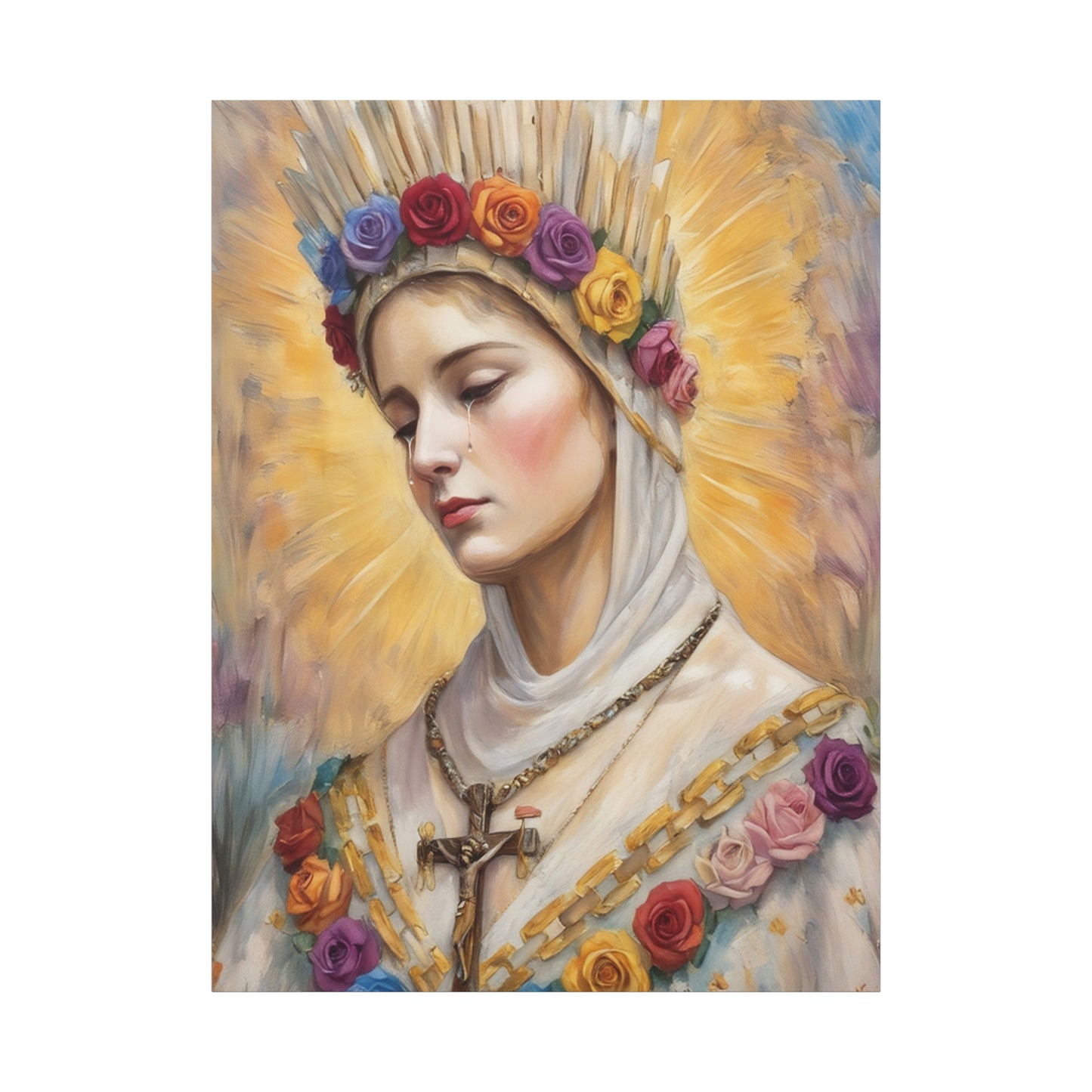 Our Lady La Salette Catholic Canvas Wall Art, Mother Mary Print Christian Decor