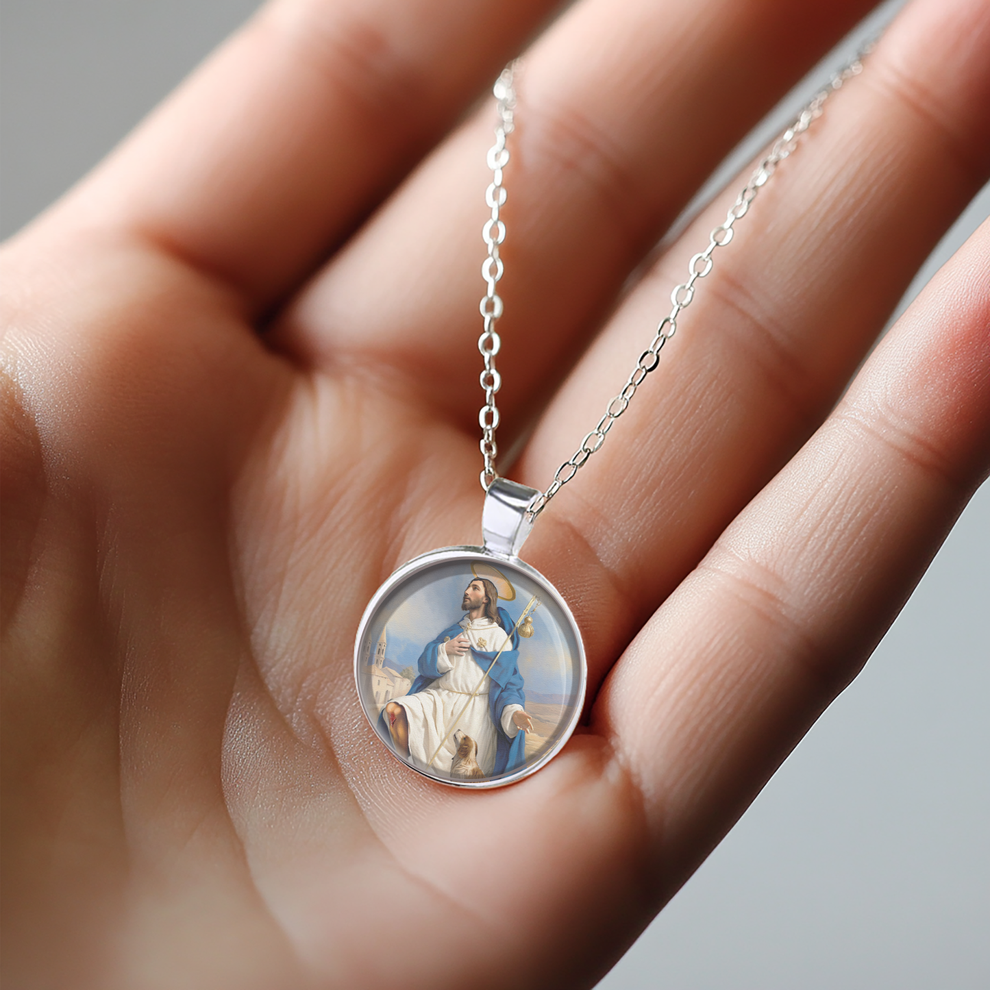 St. Roch Necklace Catholic Saint Pendant Medal image 3