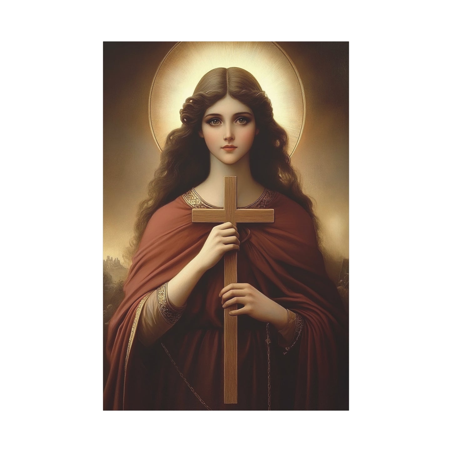 St. Helena and the True Cross Catholic Canvas Wall Art, Christian Decor