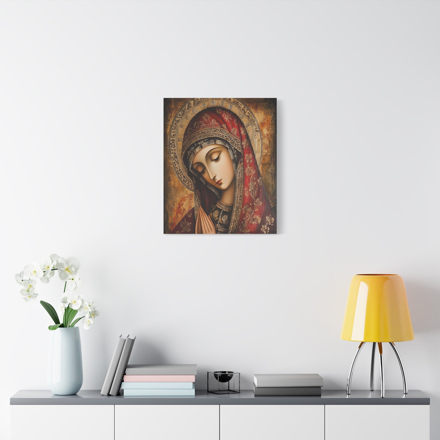 Holy Mary Icon in Byzantine Style - Canvas Wall Art, Christian Decor