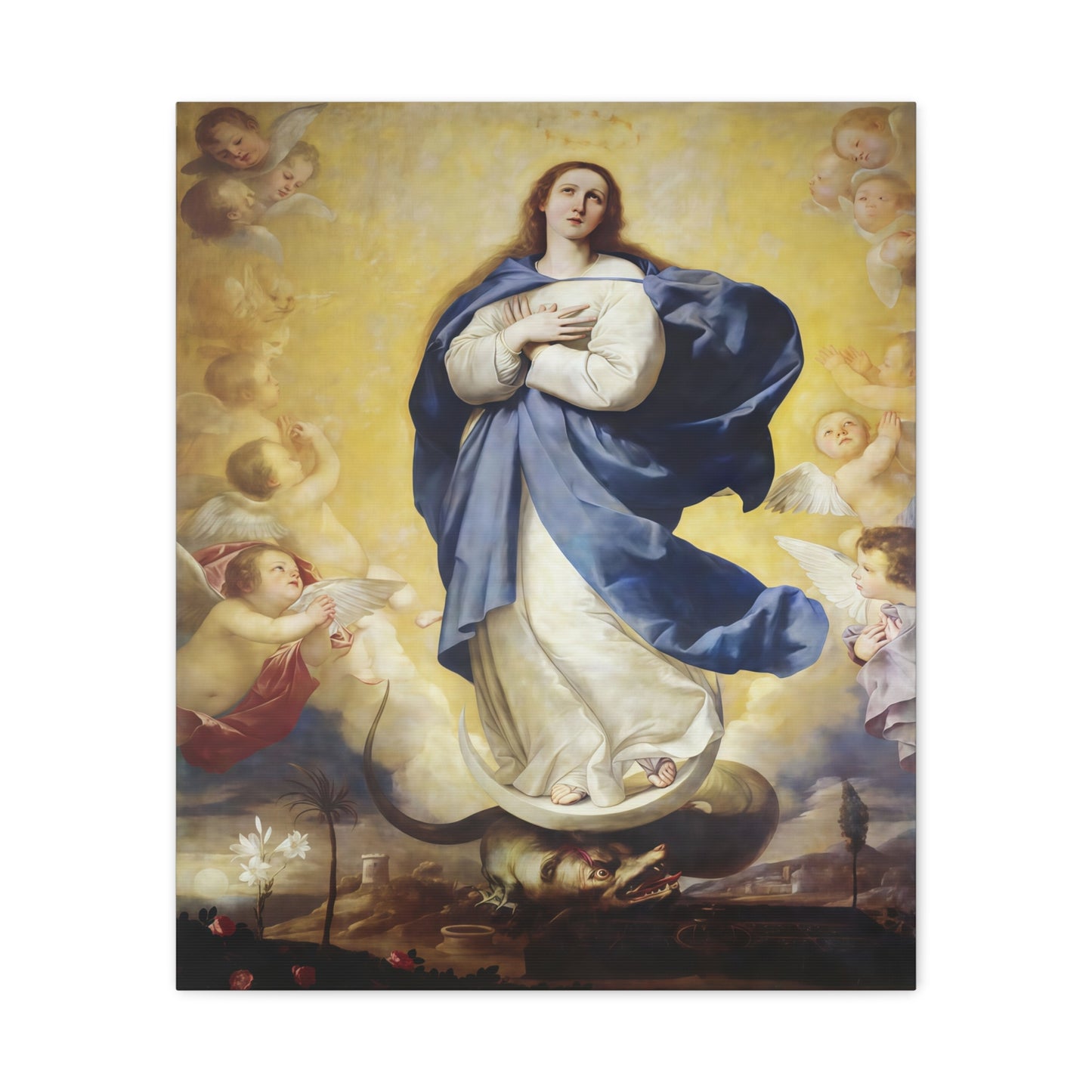 Ready to Hang - Immaculate Conception Virgin Mary Catholic Canvas Wall Art, Christian Decor
