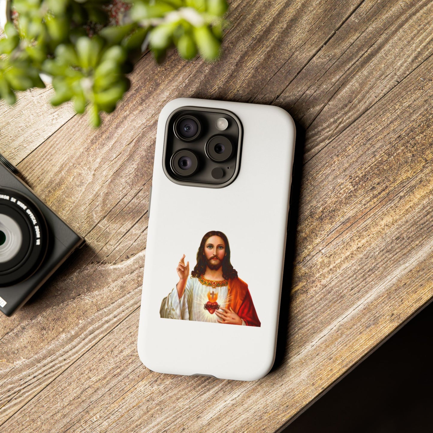 Artistic Phone Case Featuring Jesus, Tough Phone Case, Christian Gift, Religious Phone Cover, Inspirational Phone Accessory, Unique Jesus