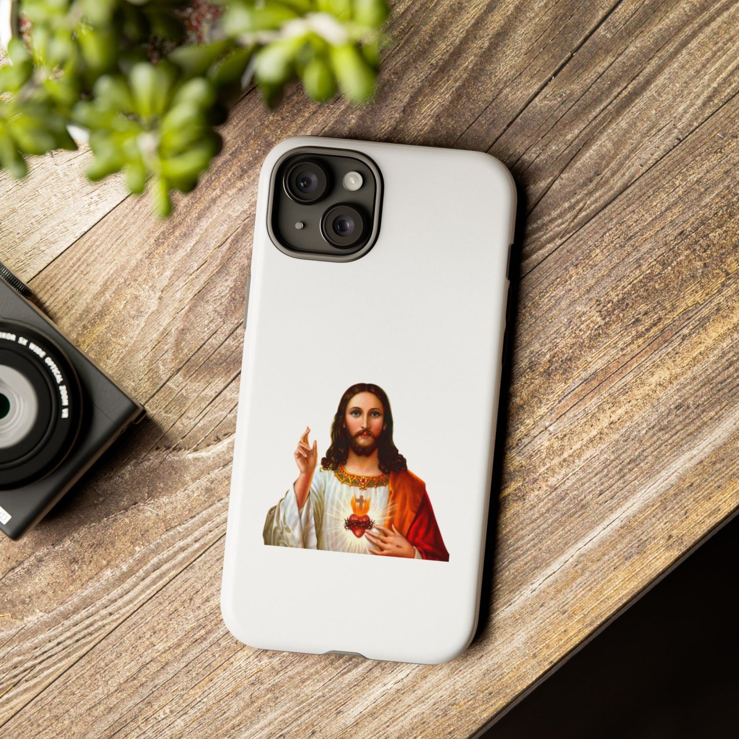 Artistic Phone Case Featuring Jesus, Tough Phone Case, Christian Gift, Religious Phone Cover, Inspirational Phone Accessory, Unique Jesus