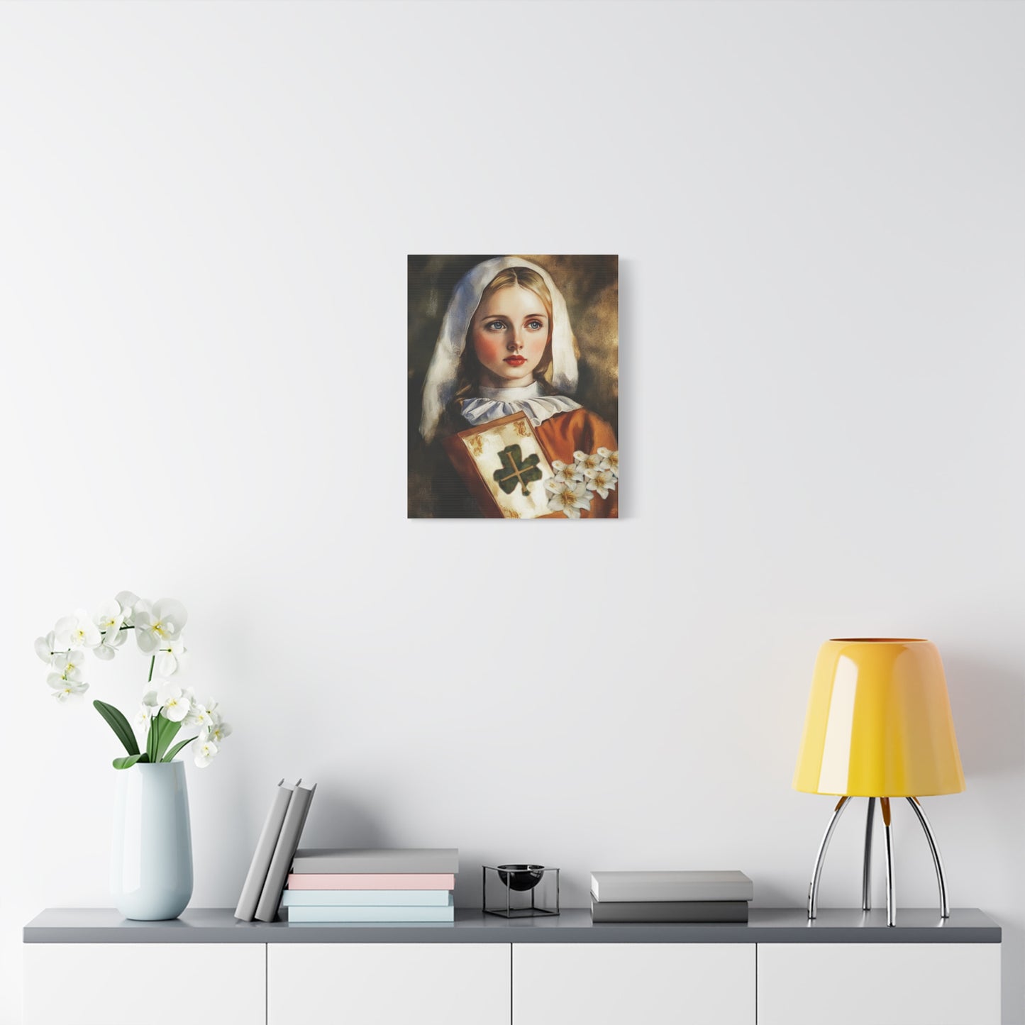 St. Dymphna Catholic Canvas Wall Art, Christian Decor