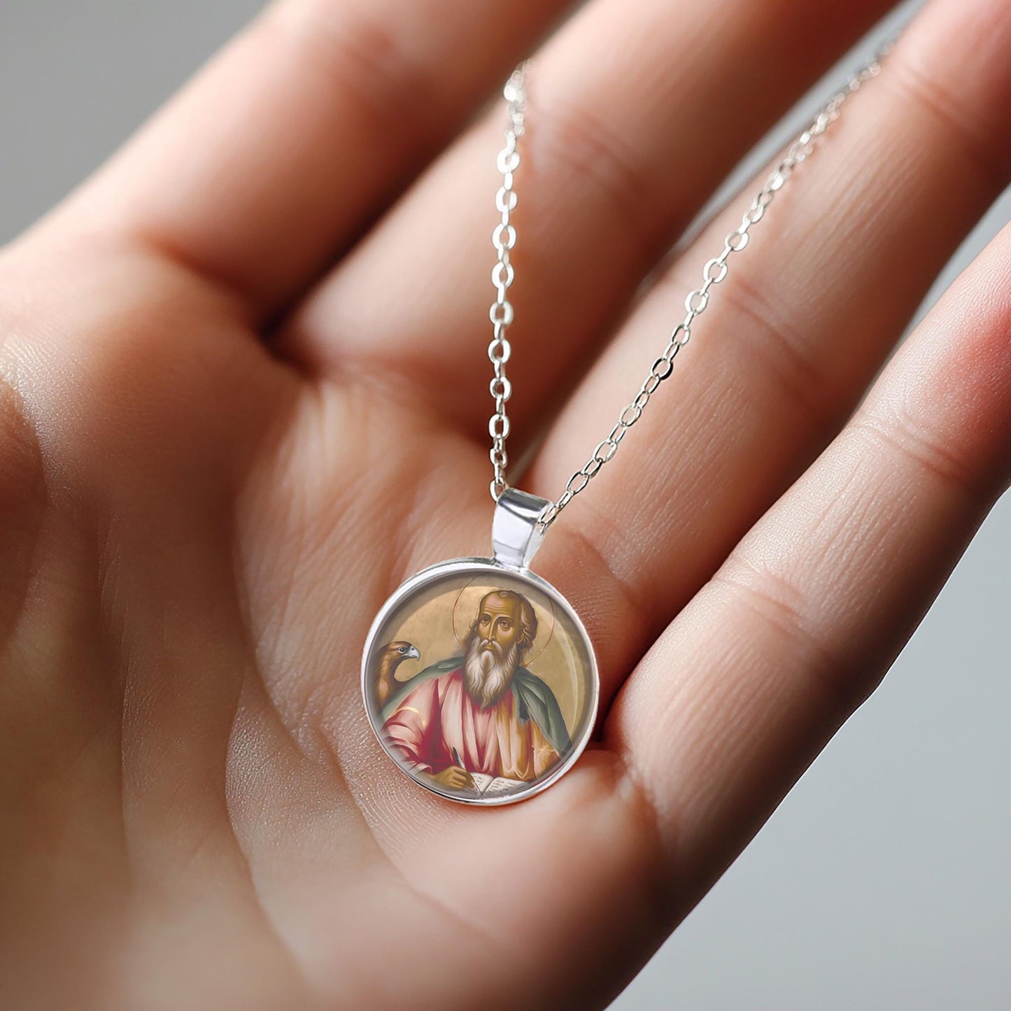 St. John the Evangelist Catholic Medal Pendant Christian Religious Jewelry