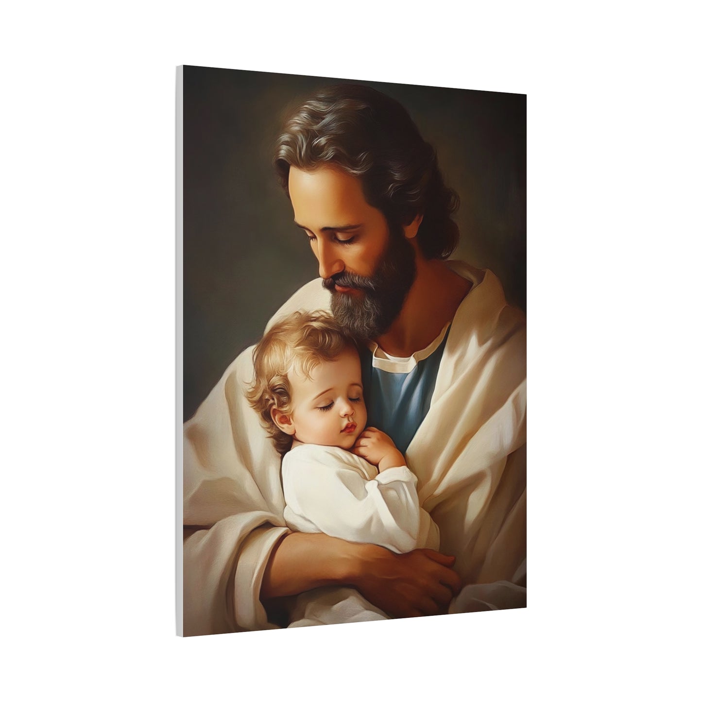 St. Joseph and Jesus Catholic Canvas Wall Art, Christian Decor