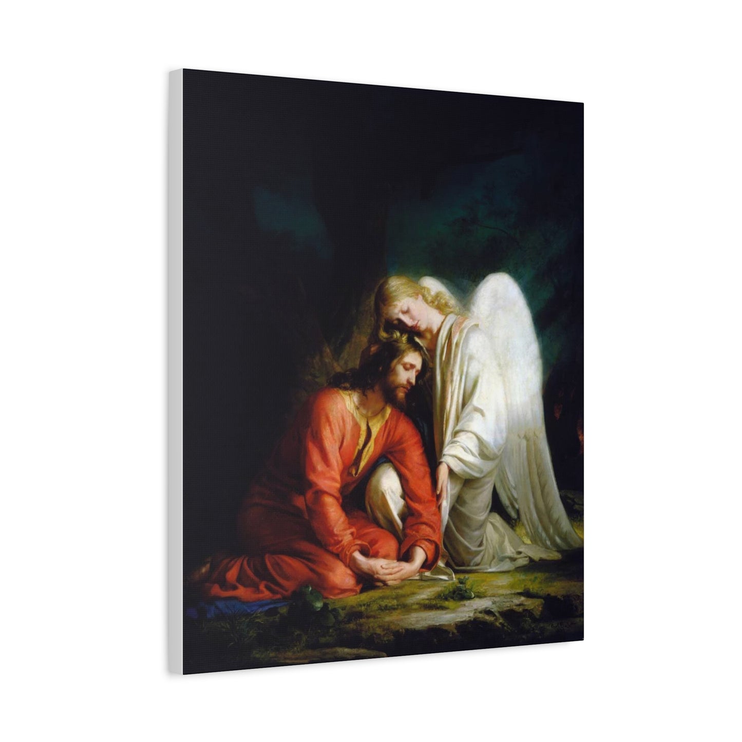 Ready To Hang - Bloch Gethsemane Jesus and Angel Praying - Agony in the Garden Catholic Canvas Wall Art, Christian Decor