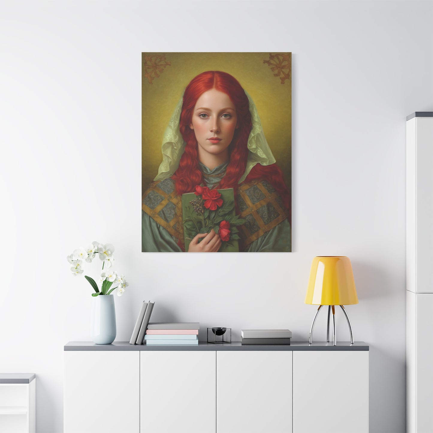 St. Dymphna Catholic Canvas Wall Art, Christian Decor