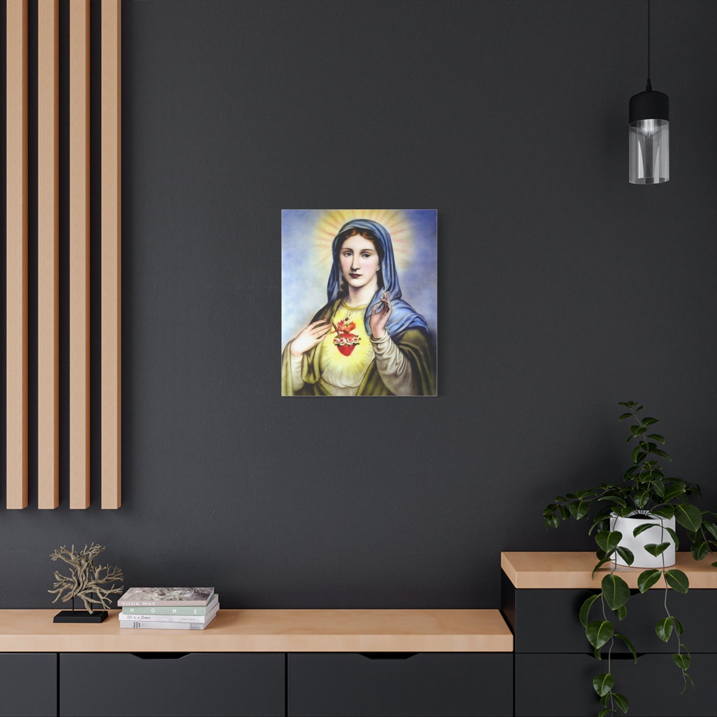 Ready to Hang - Immaculate Heart Virgin Mary Catholic Canvas Wall Art, Christian Decor