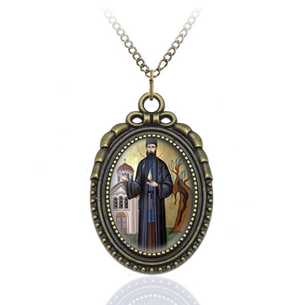 St Ephraim of Nea Makri / St. Ephraim of Mount Amomon Orthodox Necklace Bronze Medal