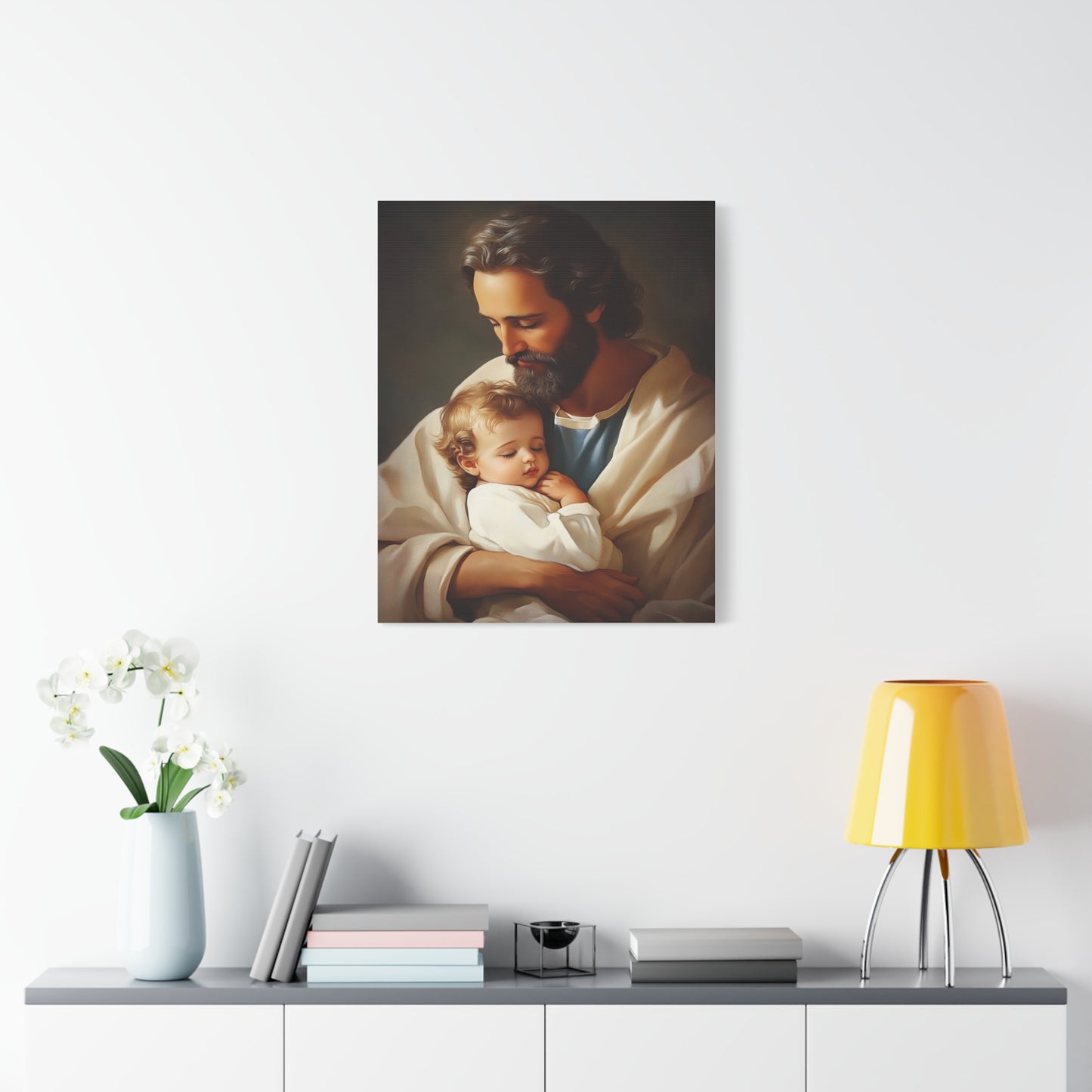 St. Joseph and Jesus Catholic Canvas Wall Art, Christian Decor