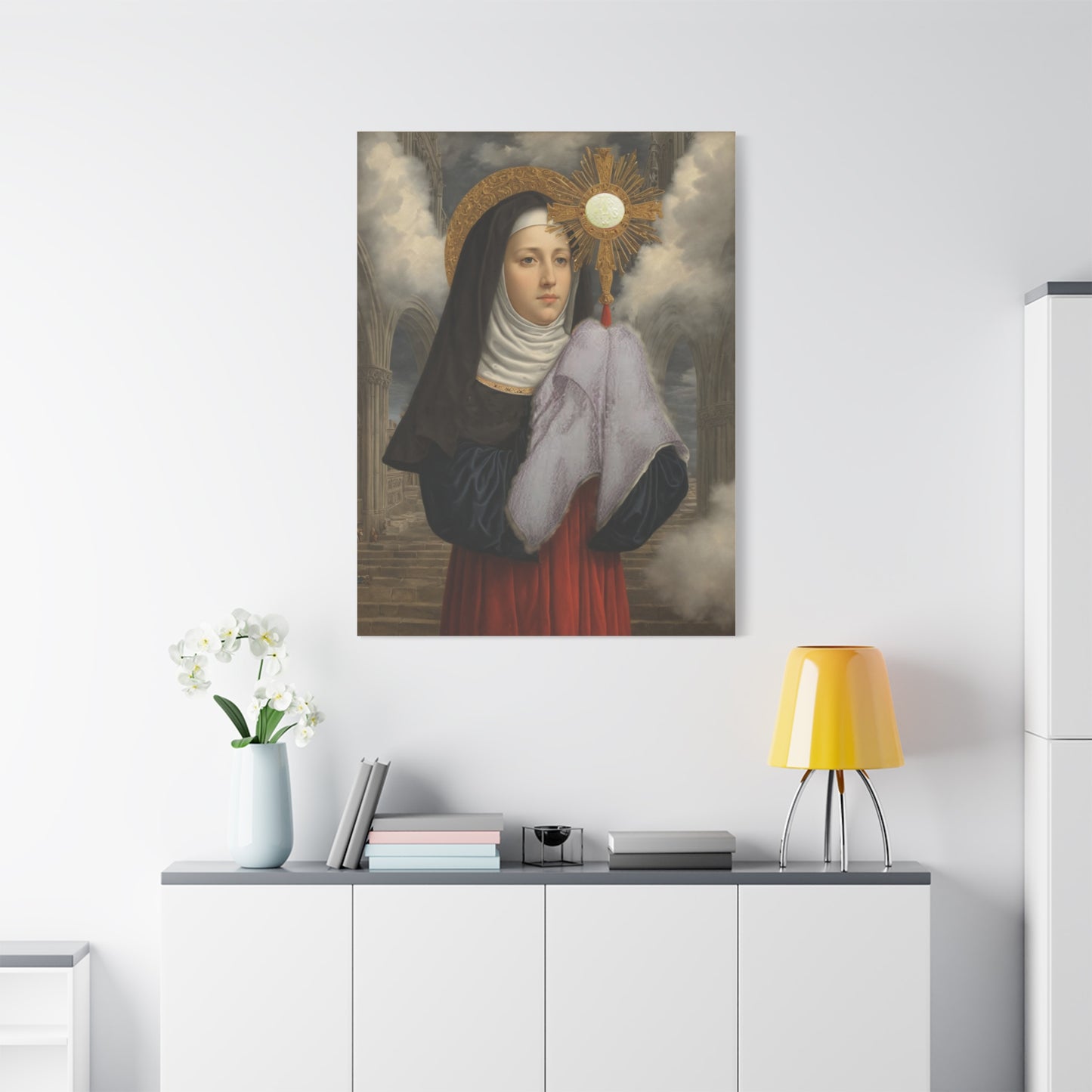 St. Juliana of Liege Catholic Canvas Wall Art, Christian Decor