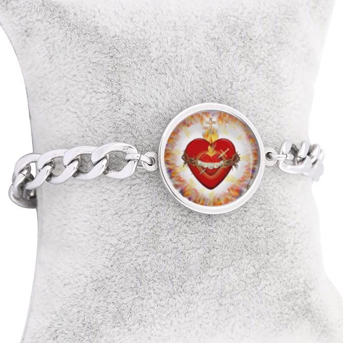Our Lady Immaculate Curb Bracelet Gold or Silver tone Religious Jewelry