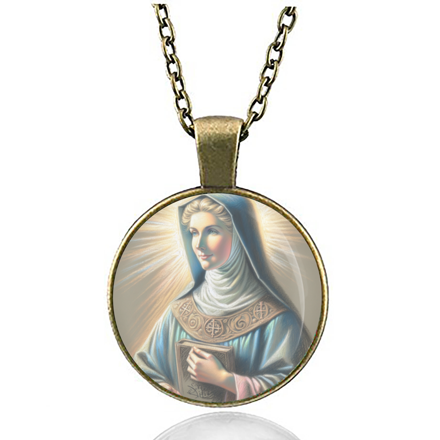 St. Virginia Centurione Bracelli Necklace Catholic Saint Pendant Medal image 4