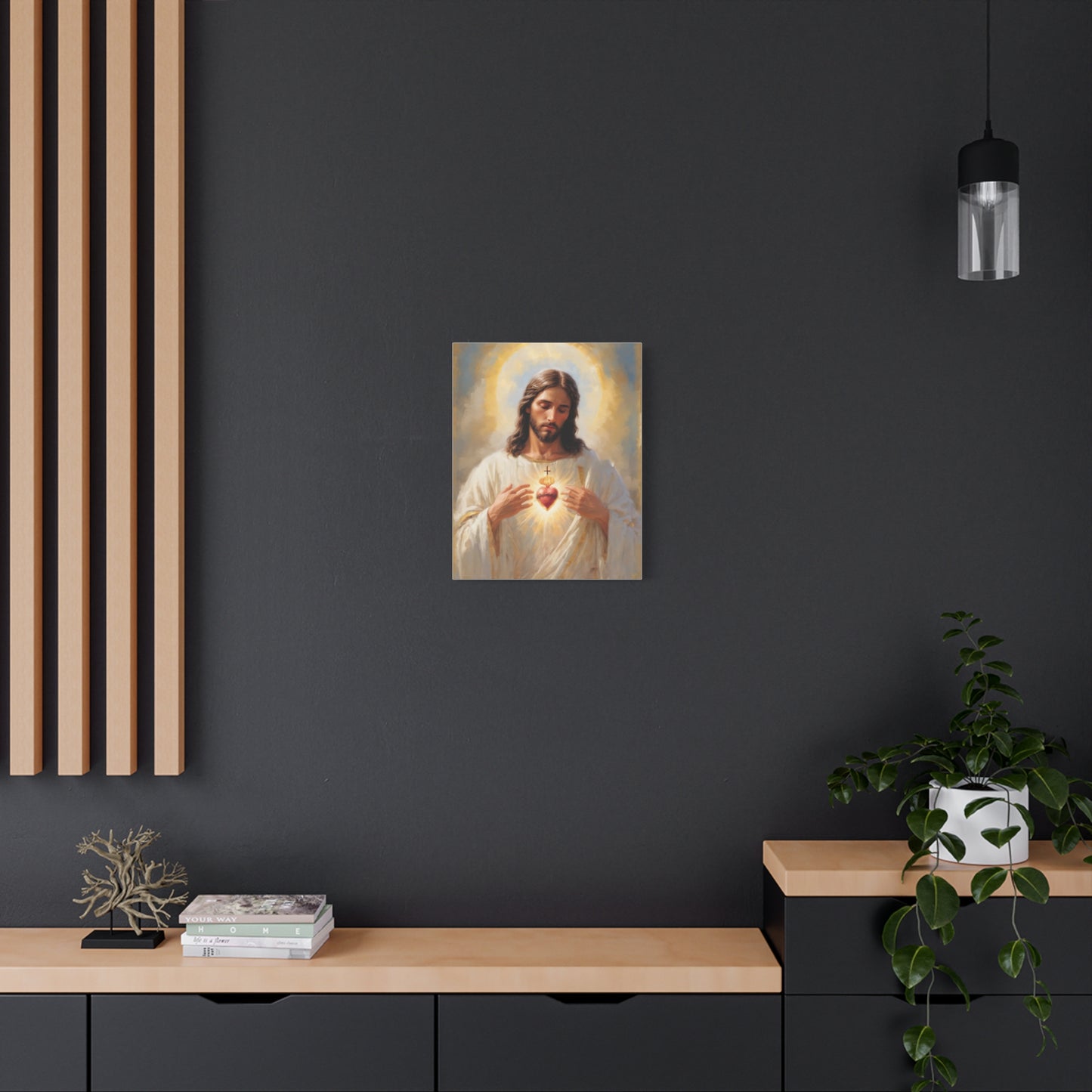Jesus Christ Sacred Heart Catholic Canvas Wall Art, Christian Decor