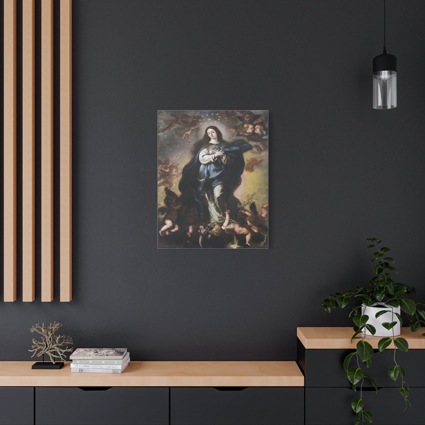 Ready To Hang - Our Lady Mother Mary Immaculate Conception Catholic Canvas Wall Art, Christian Decor