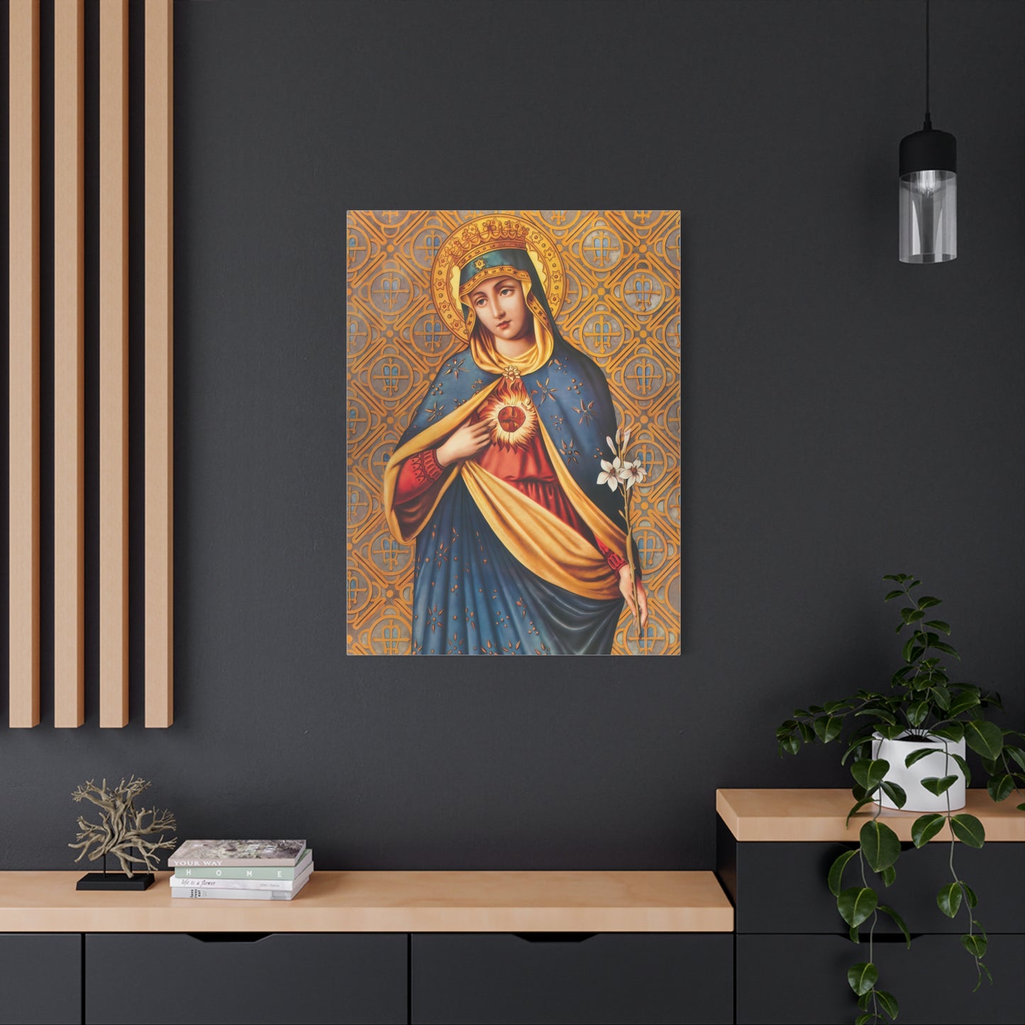 Ready to Hang - Immaculate Conception Mother Mary Catholic Canvas Wall Art, Christian Decor