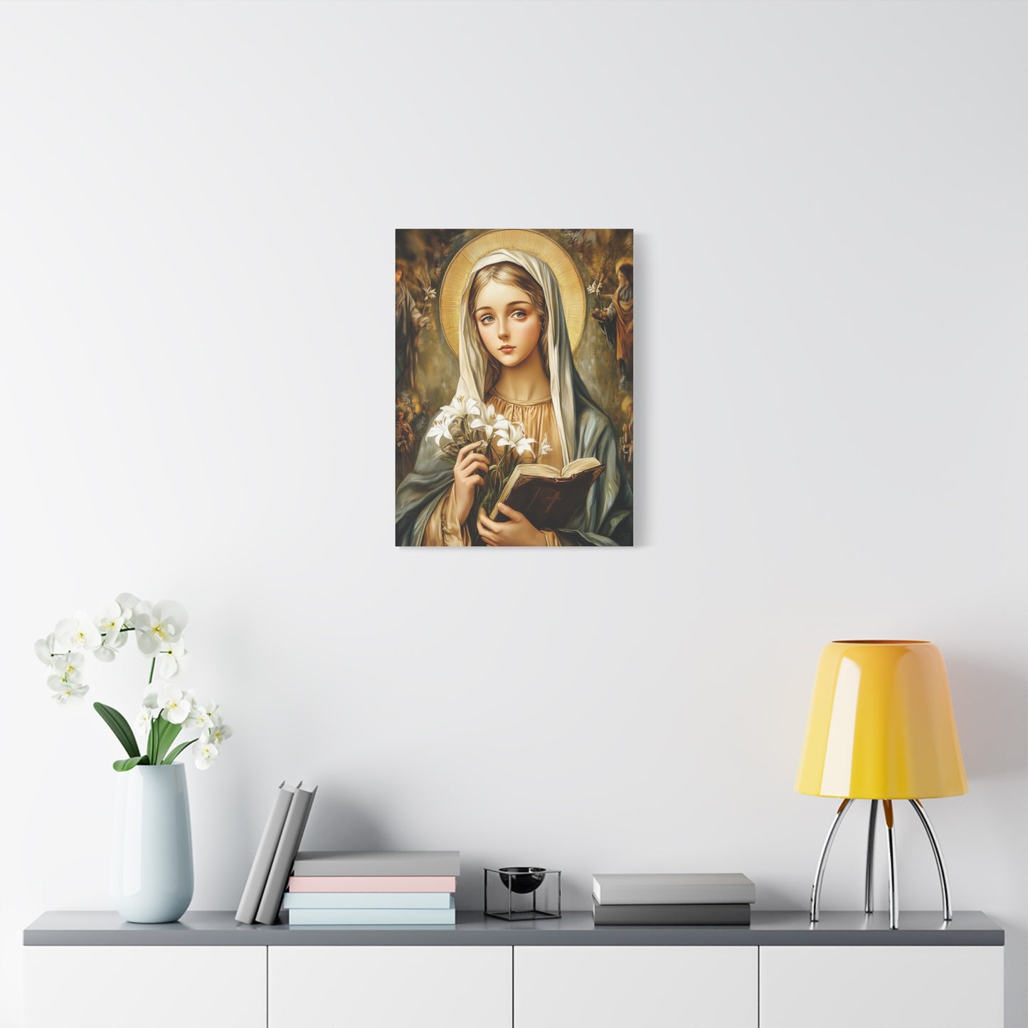 St. Dymphna Catholic Canvas Wall Art, Christian Decor