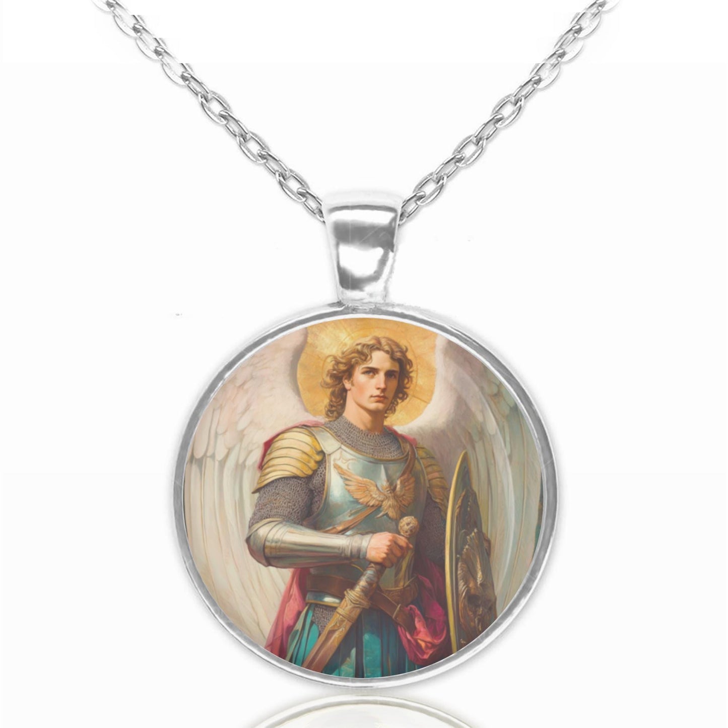 Saint Michael the Archangel Necklace. Religious Protect Pendant
