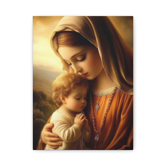 Mother Mary and Baby Jesus Catholic Canvas Wall Art, Christian Decor