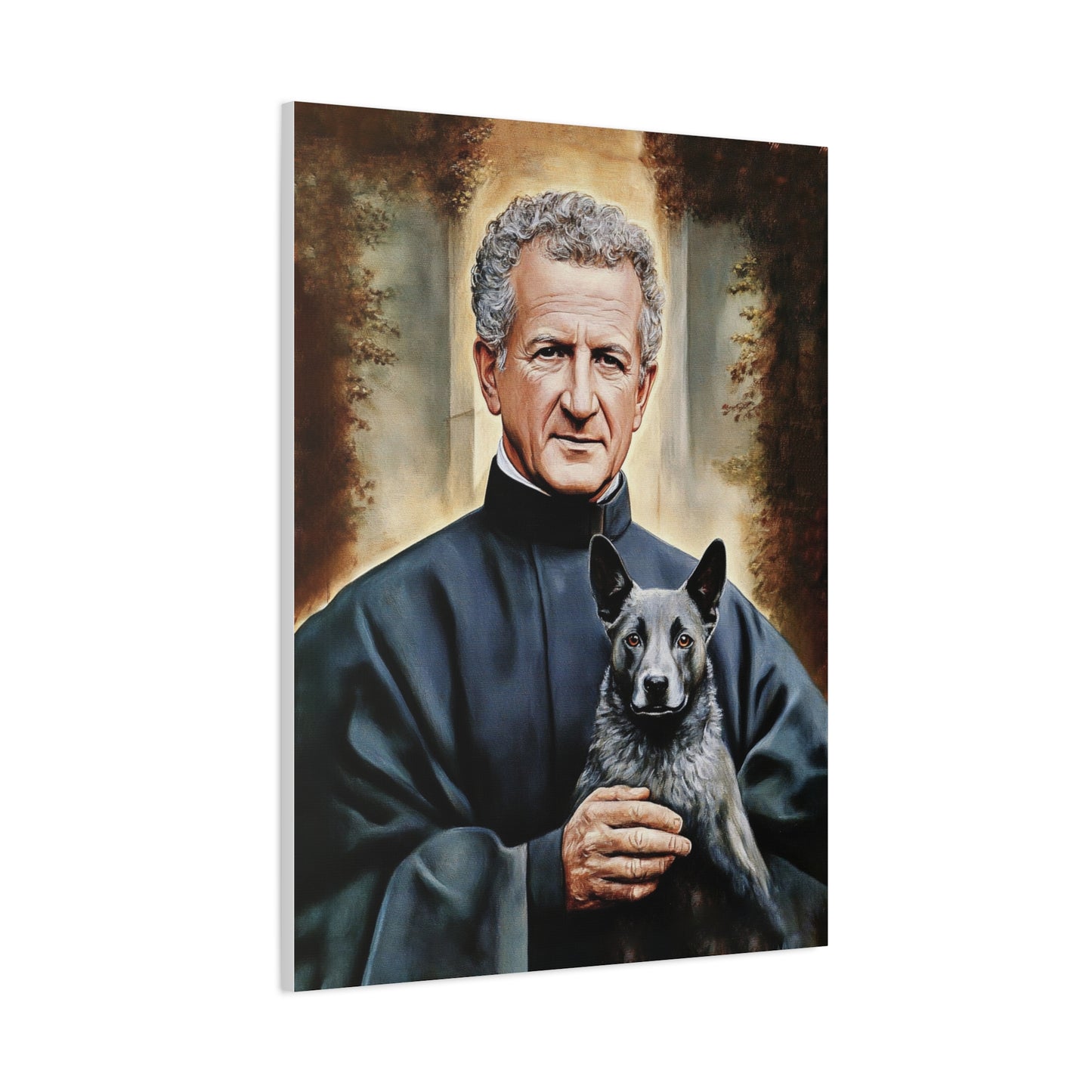 St. John Bosco and Grigio Catholic Canvas Wall Art, Christian Decor