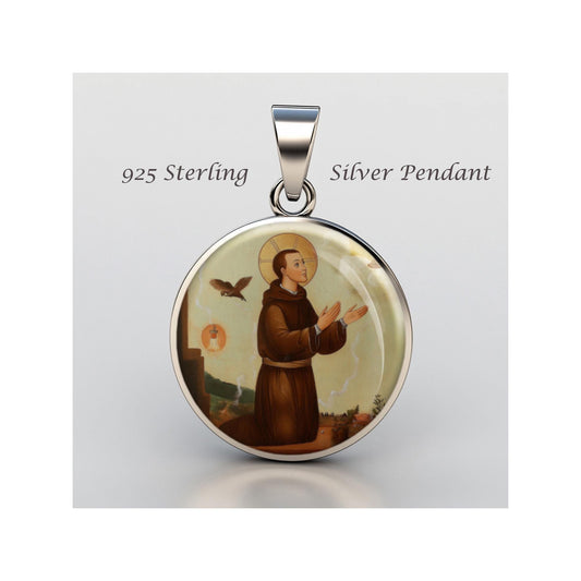 Saint Pascual Bailon Religious Devotional sterling silver 925 Christian Medal Patron Pendant