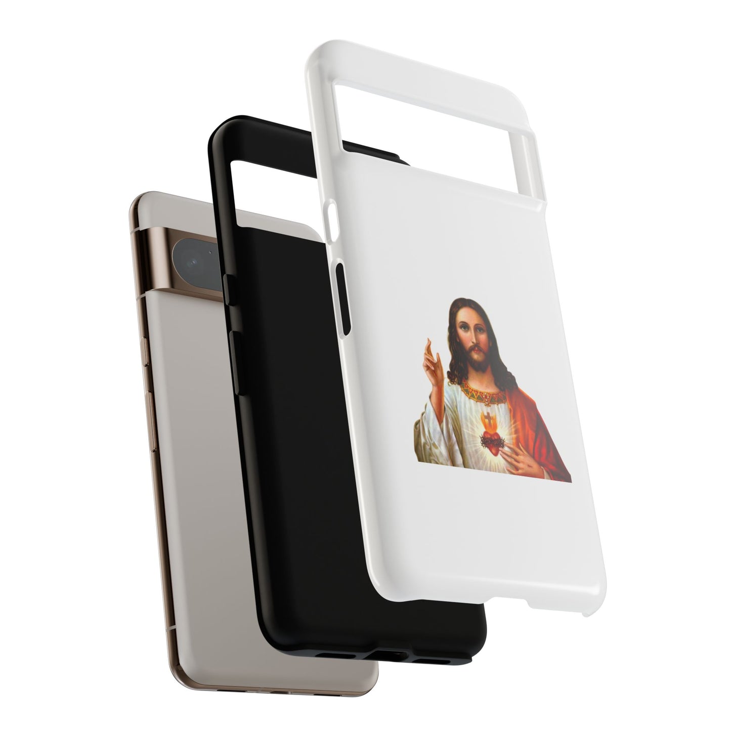 Artistic Phone Case Featuring Jesus, Tough Phone Case, Christian Gift, Religious Phone Cover, Inspirational Phone Accessory, Unique Jesus
